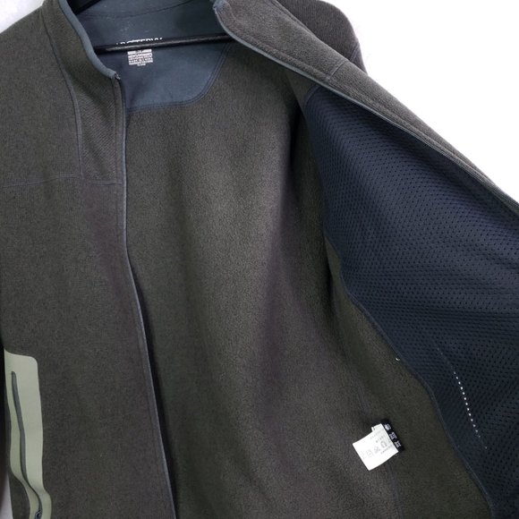 Arc'teryx Men's Sm Dark Olive Green Polartec Full Zip Knit Fleece Sweater Jacket - Picture 7 of 9